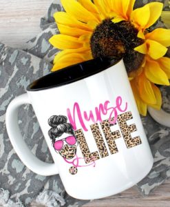 Nurse Life Leopard 15 oz Black and White Ceramic Mug