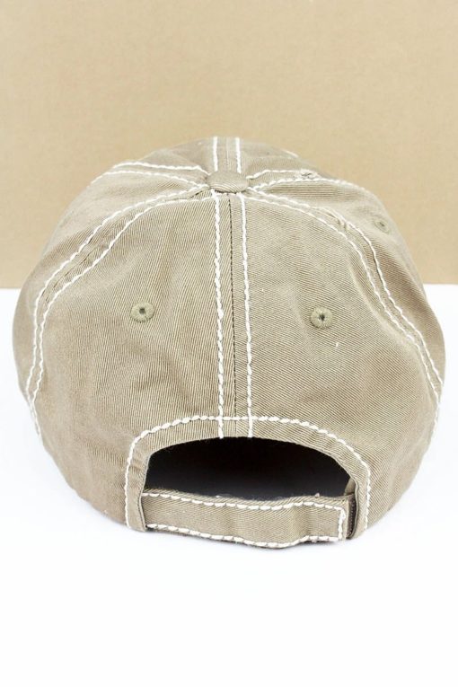 Camping Hair Don't Care Camper Distressed Khaki Adjustable Hat - Image 2