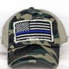 Distressed Camo Thin Blue Line Flag Mesh Adjustable Hat