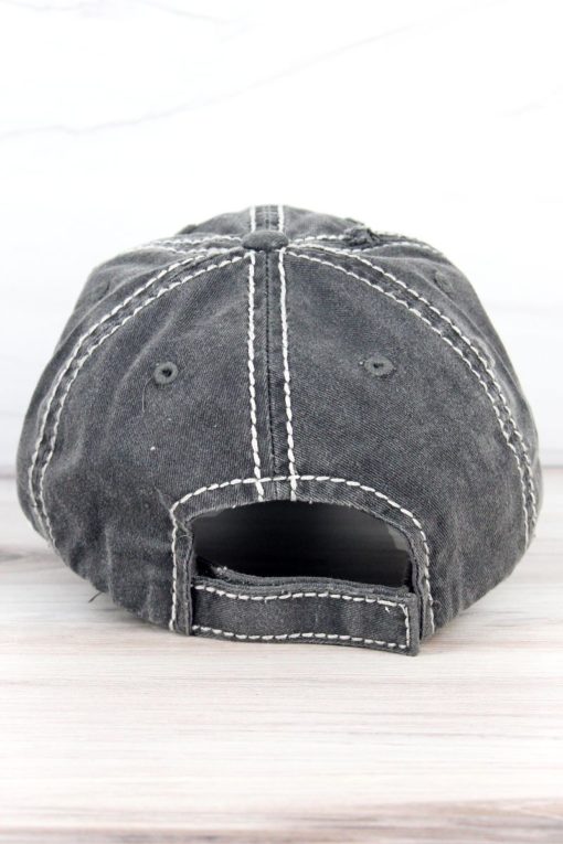 Boat Hair Don't Care Distressed Black Adjustable Hat - Image 3