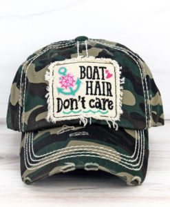 Boat Hair Don't Care Distressed Camo Adjustable Hat