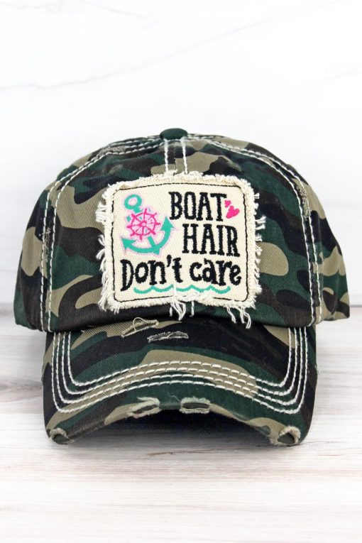 Boat Hair Don't Care Distressed Camo Adjustable Hat