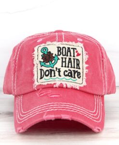 Boat Hair Don't Care Distressed Salmon Adjustable Hat