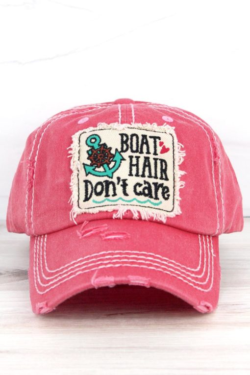 Boat Hair Don't Care Distressed Salmon Adjustable Hat