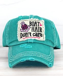 Boat Hair Don't Care Distressed Turquoise Adjustable Hat