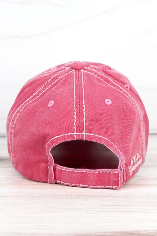 Hello Sunshine Distressed Salmon Adjustable Hat - Image 3