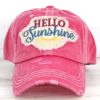 Hello Sunshine Distressed Salmon Adjustable Hat