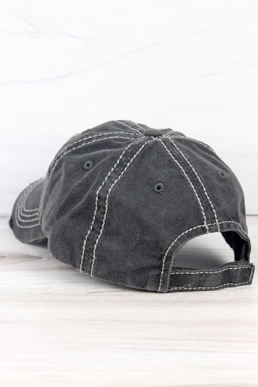 Life Is Better At The Lake Distressed Black Adjustable Hat - Image 2