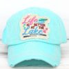 Life Is Better At The Lake Distressed Mint Blue Adjustable Hat