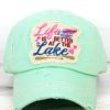 Life Is Better At The Lake Distressed Mint Green Adjustable Hat