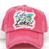 Life Is Better At The Lake Distressed Salmon Adjustable Hat