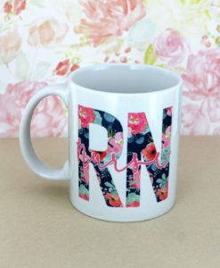 Floral Nurse 15 oz White Ceramic Mug