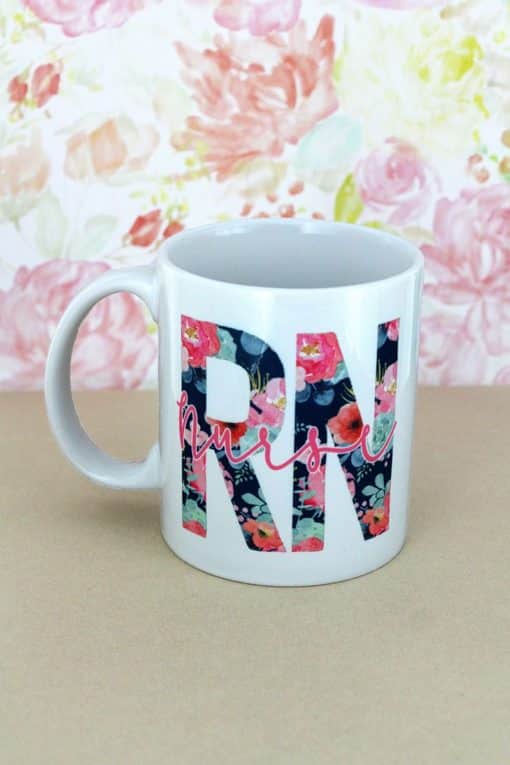 Floral Nurse 15 oz White Ceramic Mug