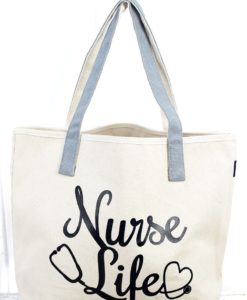 Nurse Life Canvas With Gray Trim 12.25"x 18"x13.5" Tote Bag