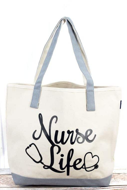 Nurse Life Canvas With Gray Trim 12.25"x 18"x13.5" Tote Bag