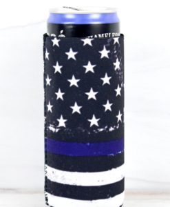 Thin Blue Line Flag Slim Can Cooler Holder