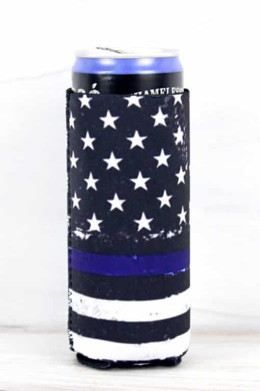 Thin Blue Line Flag Slim Can Cooler Holder