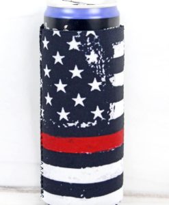 Thin Red Line Flag Slim Can Cooler Holder