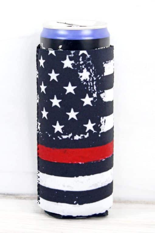 Thin Red Line Flag Slim Can Cooler Holder