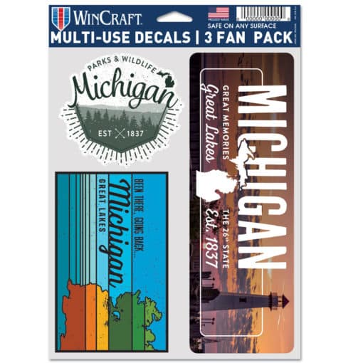 State of Michigan Multi-Use Fan Pack Set of 3 Decals