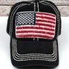 Distressed Black American Flag Adjustable Hat