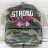 Distressed Camo Strong Is Beautiful Mesh Adjustable Hat