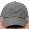 Distressed Light Gray Subdued Tactical Flag Adjustable Hat