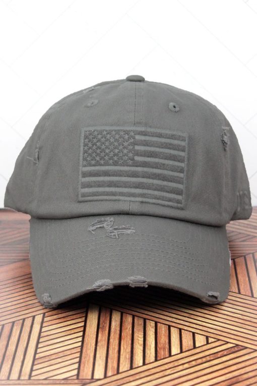 Distressed Light Gray Subdued Tactical Flag Adjustable Hat