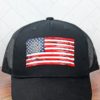 Black With American Flag Adjustable Mesh Hat