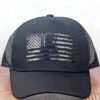 Black With Black Flag Adjustable Mesh Hat