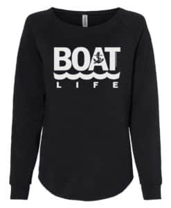 Boat Life Women's Black Crew Soft Wave Wash Sweatshirt