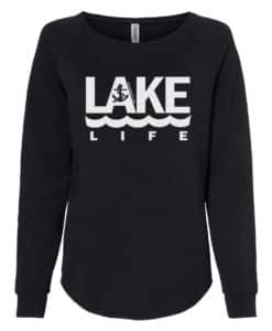 Lake Life Anchor Women's Black Crew Soft Wave Wash Sweatshirt