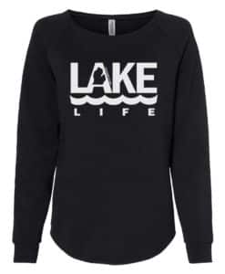 Michigan Lake Life Women's Black Crew Soft Wave Wash Sweatshirt