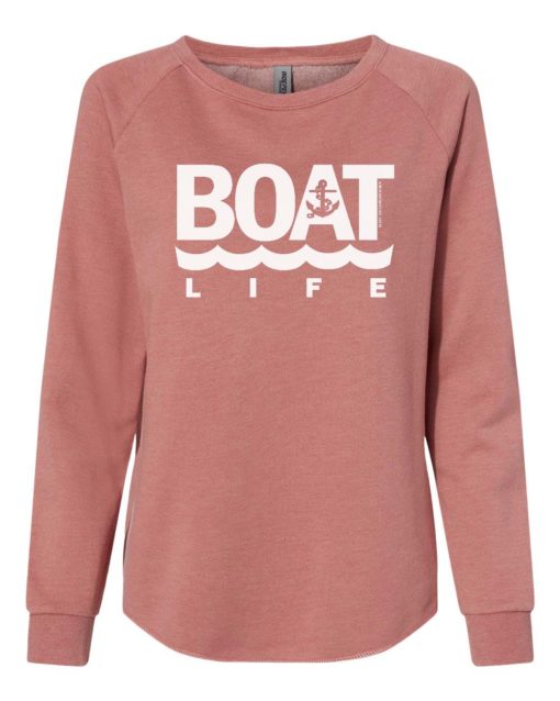 Boat Life Women's Rose Crew Soft Wave Wash Sweatshirt