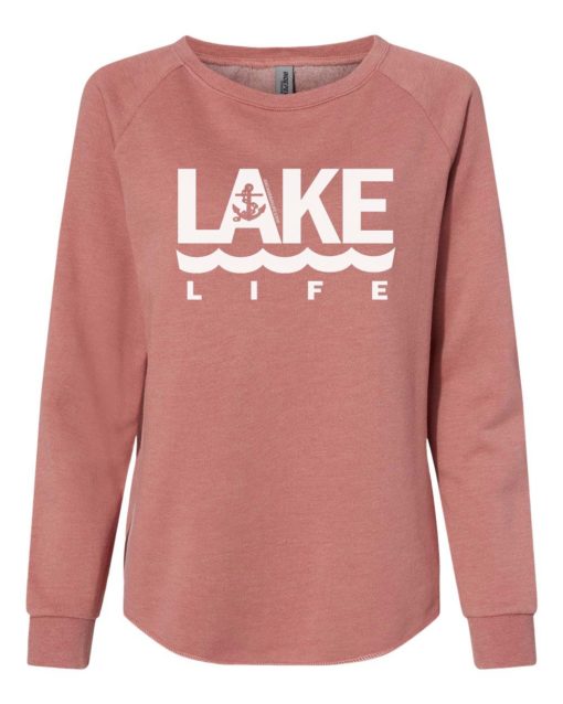 Lake Life Anchor Women's Rose Crew Soft Wave Wash Sweatshirt