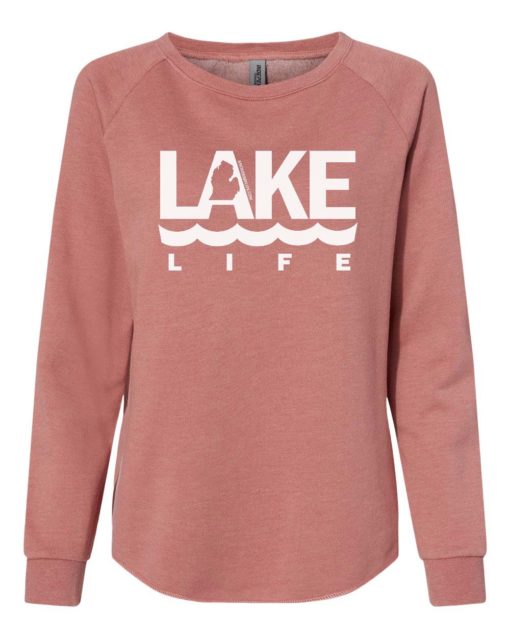 Michigan Lake Life Women's Rose Crew Soft Wave Wash Sweatshirt