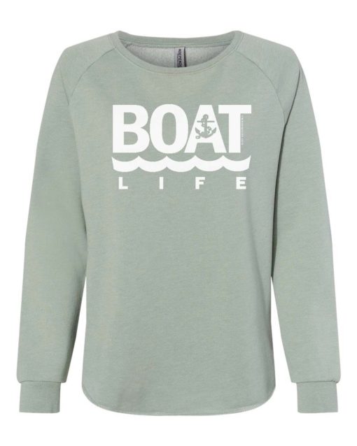 Boat Life Women's Sage Crew Soft Wave Wash Sweatshirt