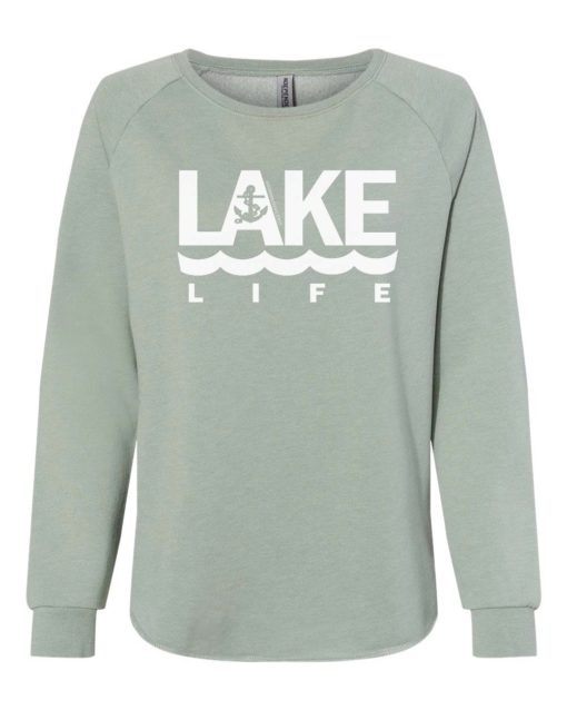 Lake Life Anchor Women's Sage Crew Soft Wave Wash Sweatshirt