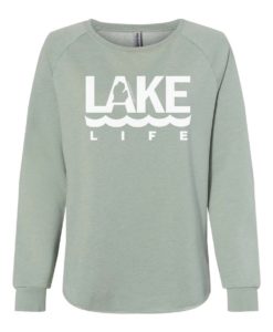 Michigan Lake Life Women's Sage Crew Soft Wave Wash Sweatshirt