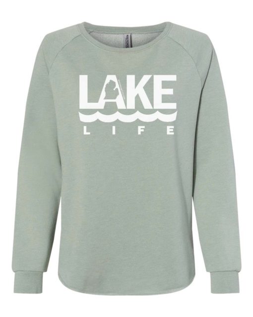 Michigan Lake Life Women's Sage Crew Soft Wave Wash Sweatshirt