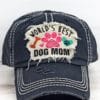 Distressed Black World's Best Dog Mom Adjustable Hat