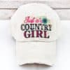 Distressed Stone Floral Just A Country Girl Adjustable Hat