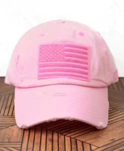 Distressed Pink Subdued Tactical Flag Adjustable Hat