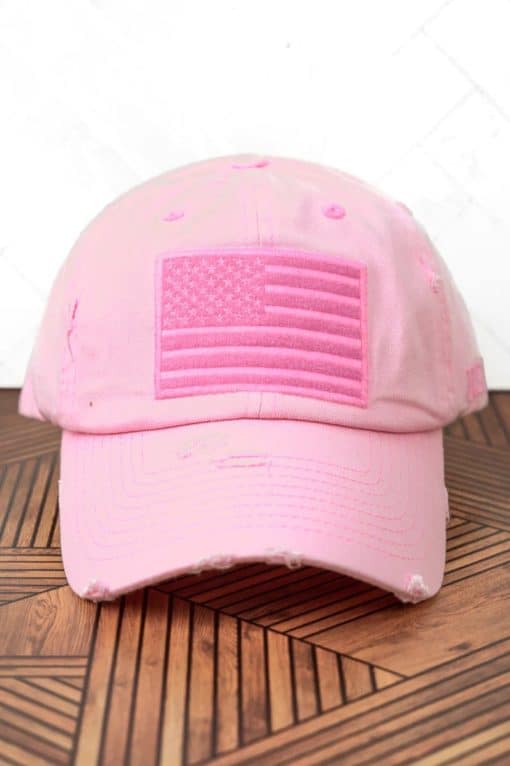 Distressed Pink Subdued Tactical Flag Adjustable Hat
