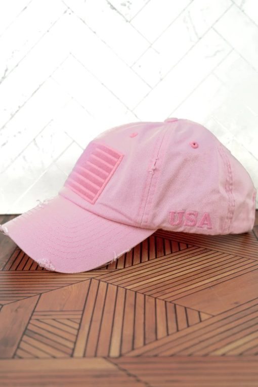 Distressed Pink Subdued Tactical Flag Adjustable Hat - Image 2