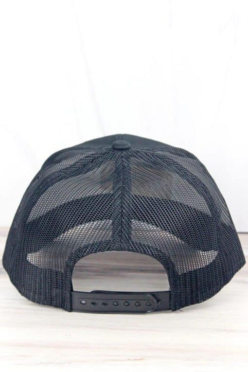 Distressed Black Thin Red Line Tactical Flag Patch Adjustable Mesh Hat - Image 2