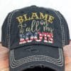 Distressed Black Blame It All On My Roots Adjustable Hat