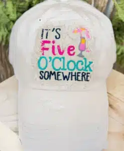 Distressed Stone It's Five O'Clock Somewhere Adjustable Hat
