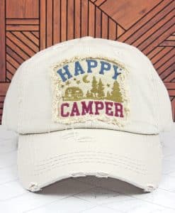 Distressed Stone Happy Camper Adjustable Hat