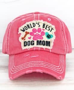 Distressed Salmon World's Best Dog Mom Adjustable Hat